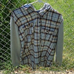 Button- Up Flannel with Hoodie